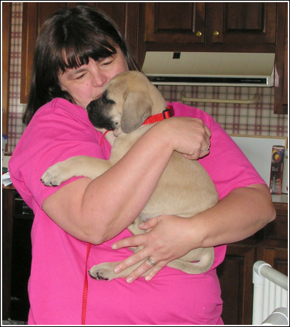 Puppy Bruce with Pam McCune